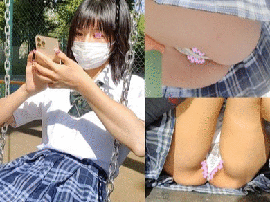 【JK食い込みパンチラ】不貞腐れ制服美少女と公園で紐パンティーデート?