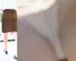 パンチラ盗撮 女子大生 白パンツを接近撮影