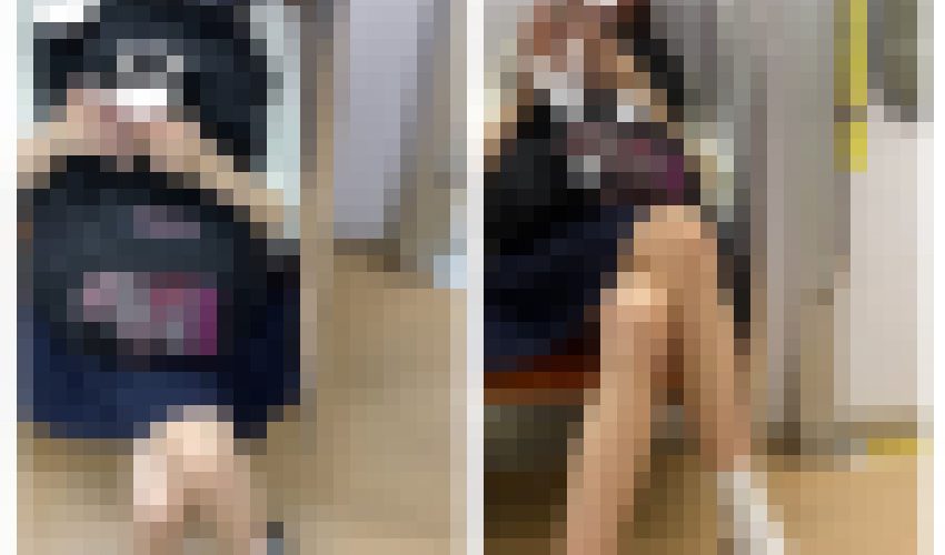 脚を組むJK風S級制服美女の対面エロ過ぎるミニスカ生脚301