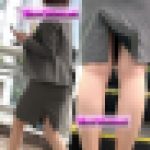 【OL秘蔵品60】プリ尻深スリット！グレースーツOLさん！風でめくれるスカートに大興奮^ ^