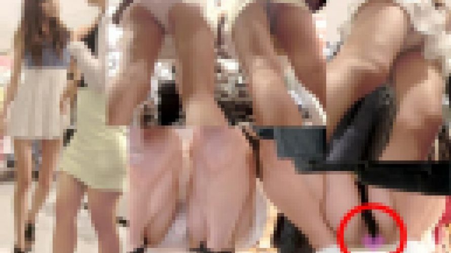 Pがずれ込みワ◯メが丸見え！おしゃれ女子2人の買い物中の無防備Wパンチラたっぷり盗撮?