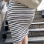 【長身スレンダー美女①】ボーダーカットワンピースで身体のラインがピッタリして最高のエロさが増している。美人エロ美脚。【684】