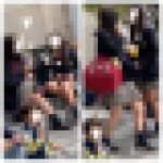 階段に座る仲良し2人組のJK風制服美女の対面エロ過ぎるミニスカ生脚361