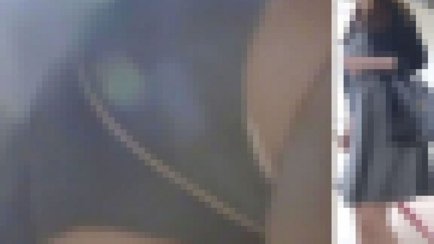 [★顔出し]パンチラ盗撮 OLさん 黒パンツ丸見え 電車内でも駅のエスカレーターでも撮影続行