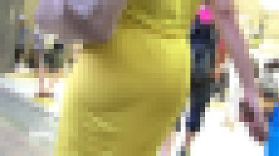 【HD高画質】柔らかイエローワンピ しっかりくっきりVライン