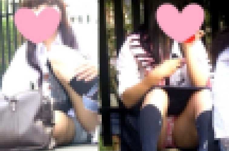 地べたに座っているJKたち