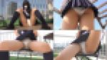 ロングストレート黒髪美少女の制服JKパンチラ（1）　野外見せつけパンチラ編