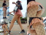 【11分】派手髪ギャルの網タイツ越しパンチュ
