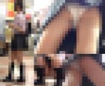買物中の制服女子徹底粘着でやり過ぎて最後にジロリ。。。ぴちぴち食い込み白パンツがエロい！白猫作品vol,06