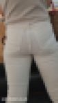 【20代むちむち】大きなお尻の白デニムからパンティーが丸見え