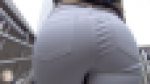 【FHD高画質】くっきりTバックの白スキニーデニム