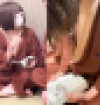 温泉施設での胸チラ03