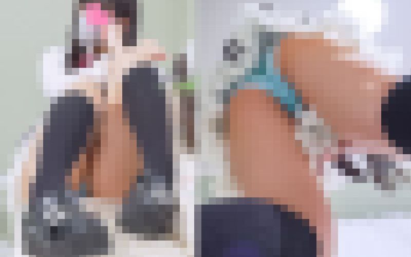 アパレル通販サイトのモデル撮影で制服風ふんわり裾レーススカート素人モデルさんのパンチラ隠し撮り！