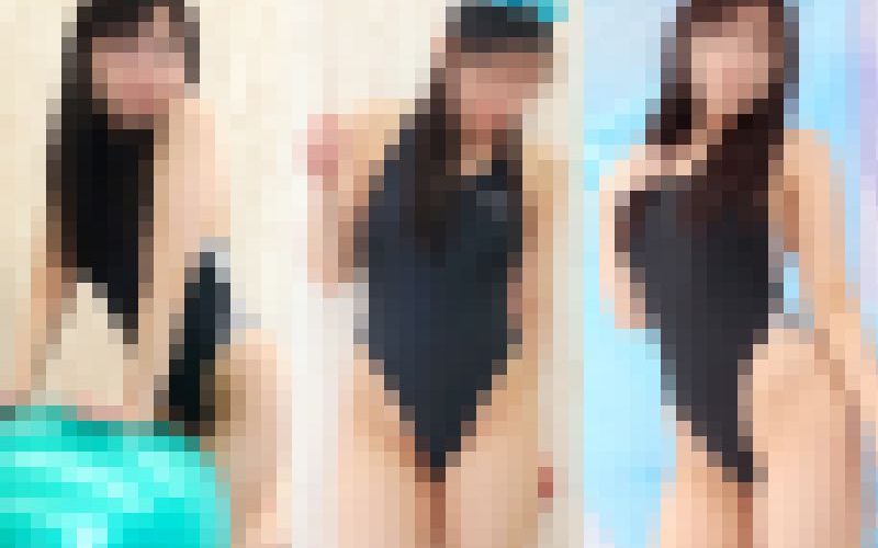 【写真】小倉●子似の幼な顔黒髪モデルが恥じらいながらのムチムチハイレグ競泳水着　超盛り298枚！