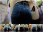 【ジーンズ巨尻】お友達と散策中の巨尻J◯ちゃんのムチムチジーンズ着衣尻を粘着撮影。