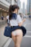 【動画】風に揺れる街中の危うい瞬間  制服女子の淡いメモリー